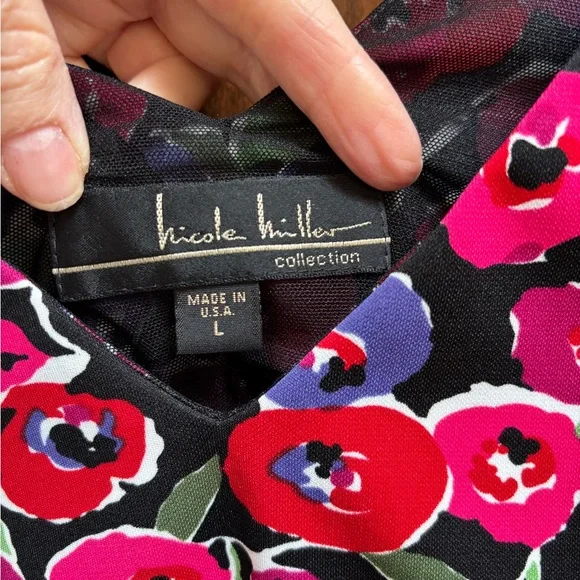 Nicole Miller Vibrant Floral Midi Dress, size large - Picture 4 of 12